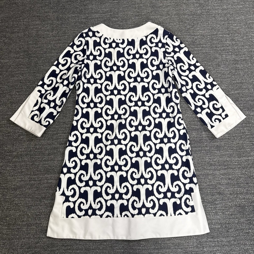Jude Connally Navy and White Patterned Shift Dress - Picture 2 of 9